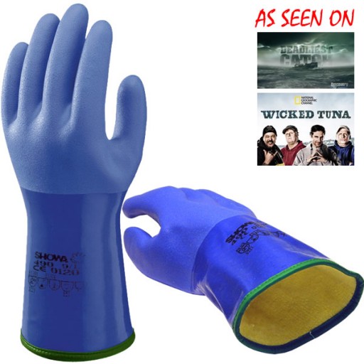 Showa rubber handschoen gevoerd blauw (Maat: M)